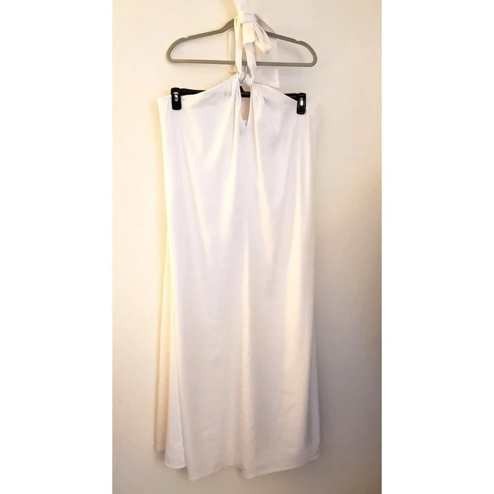 INC White Halter Neck Linen Blend A-Line Maxi Dress Pockets 3X NWT MSRP $129 - Picture 2 of 11